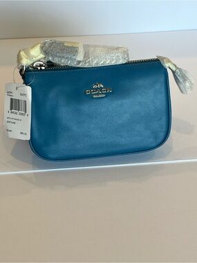 Coach Blue Leather Zip Wristlet